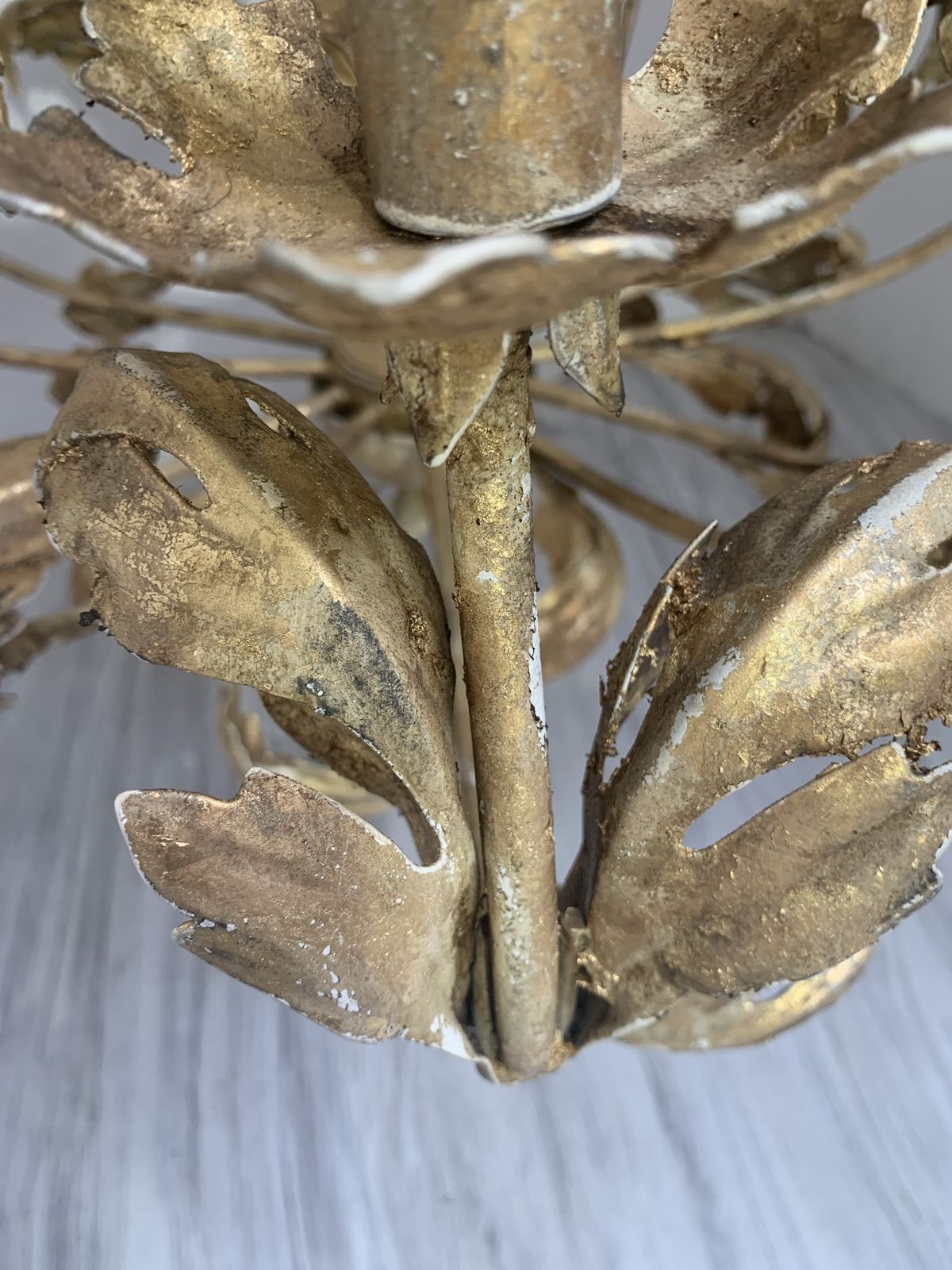 photo for sale Chandelier In Gold  Handmade Painted Metal, 10 Lights, Wrought Iron Florentine Art Made In Italy
