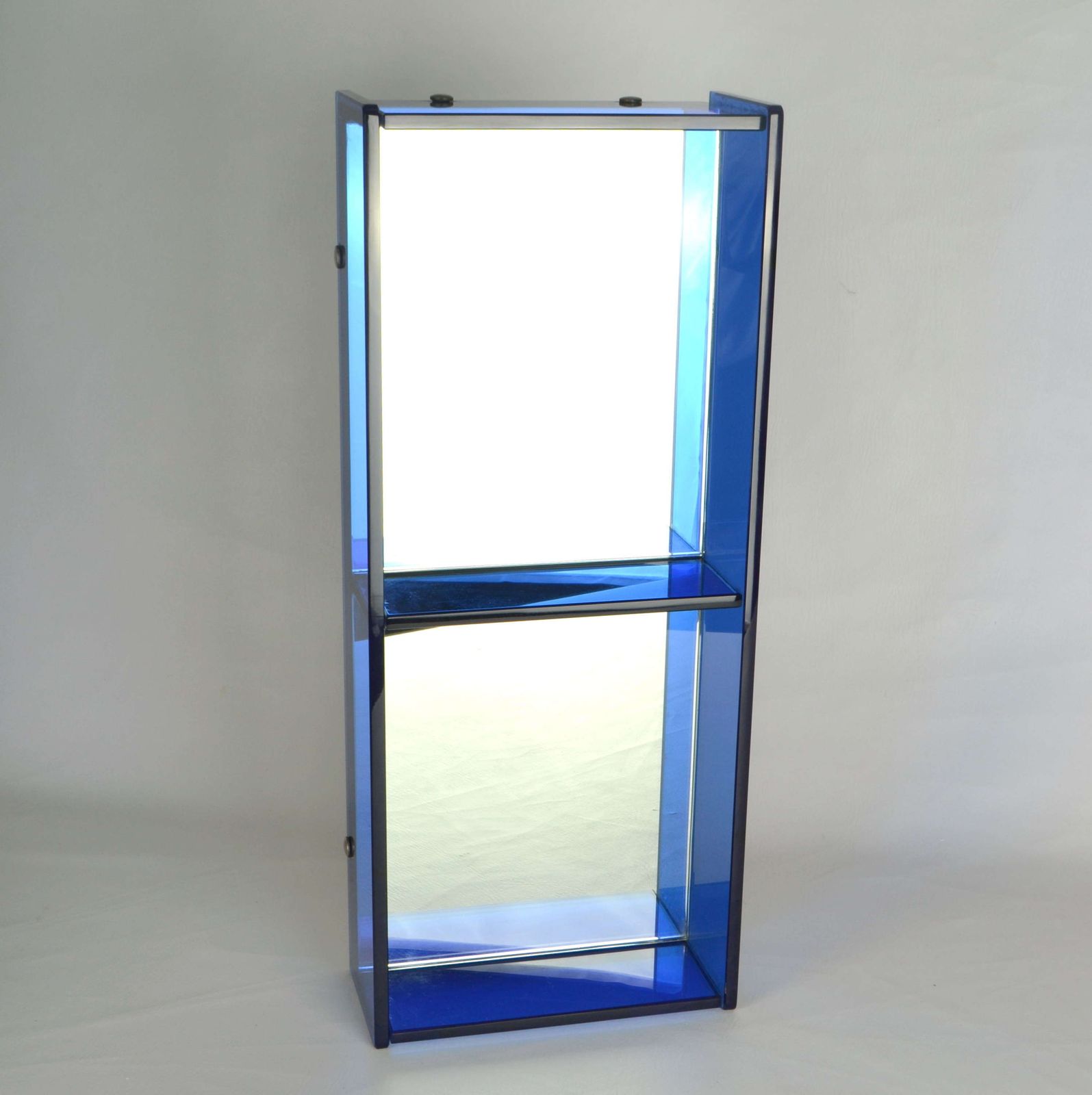 Blue Glass Wall Mirror Attributed To Crystal Arte photo for sale