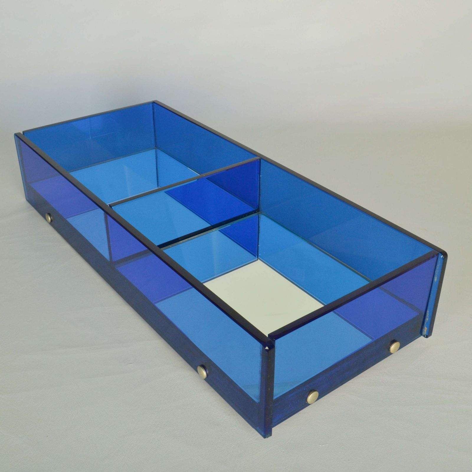 Blue Glass Wall Mirror Attributed To Crystal Arte photo Home Decor