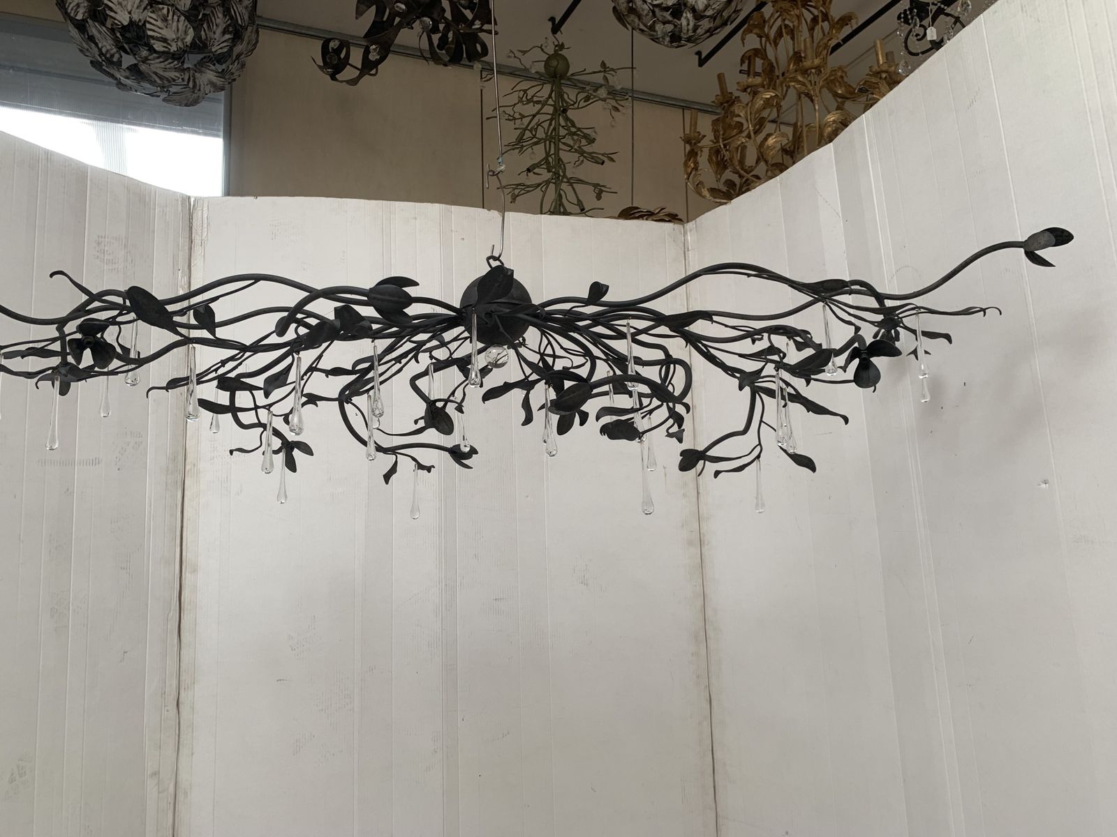 Chandelier In Black Metal Big And Impressive  Wrought Iron Florentine Art Made In Italy photo for sale