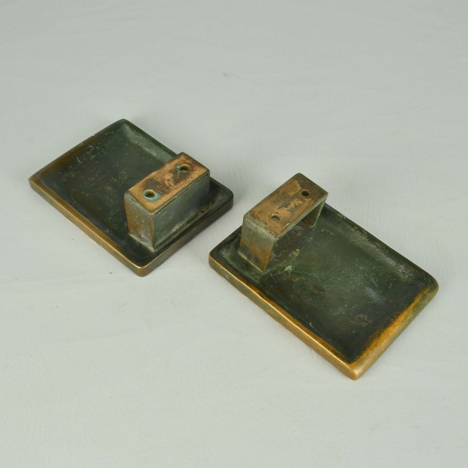 Pair Of Bronze Push Pull Horizontal Door Handles With A Ripple Relief photo vinterior