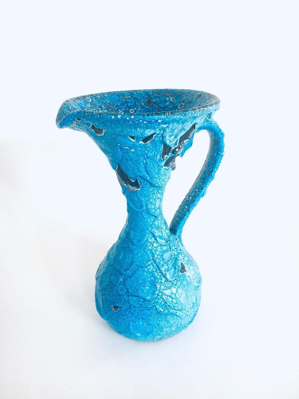 Mcm Art Ceramic Fat Lava Decanter Caraffe Vase, Italy 1960's photo for sale