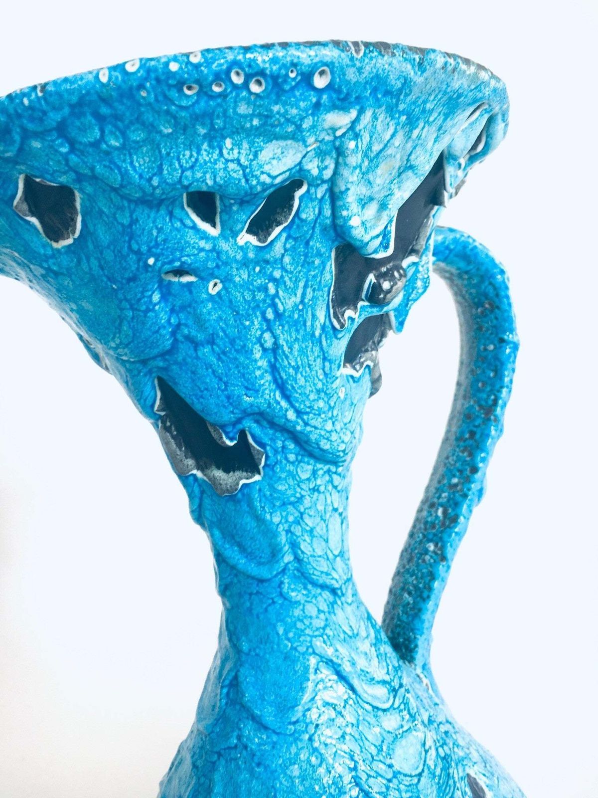 239.32 Mcm Art Ceramic Fat Lava Decanter Caraffe Vase, Italy 1960's photo