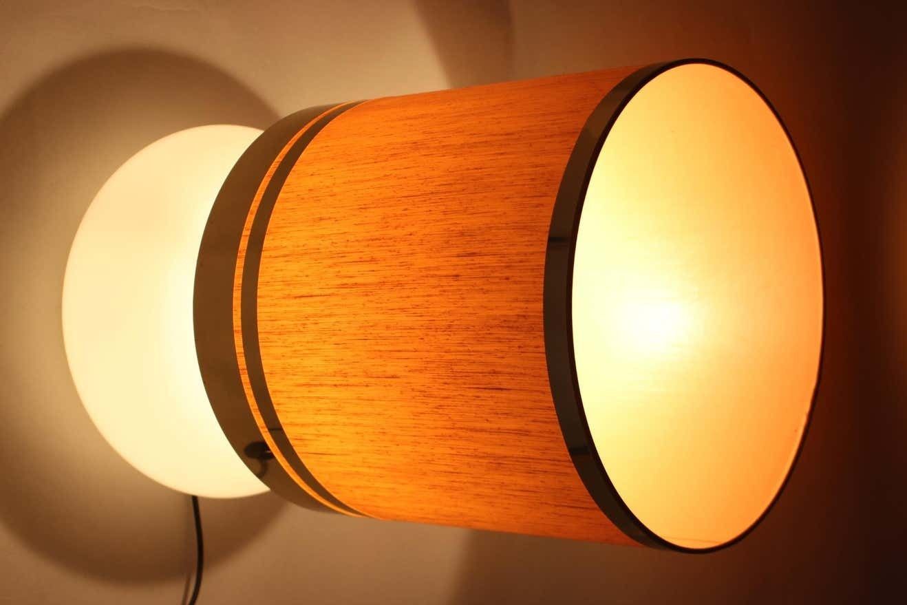696.0 1970s Beautiful Large Glass And Brass Table Lamp, Italy photo