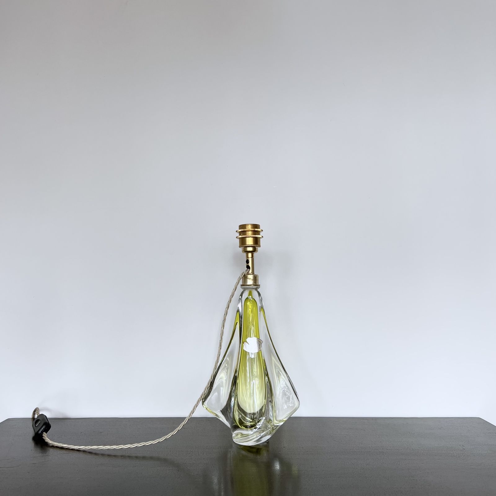 Val St. Lambert Belgian Yellow Crystal Table Lamp photo for sale