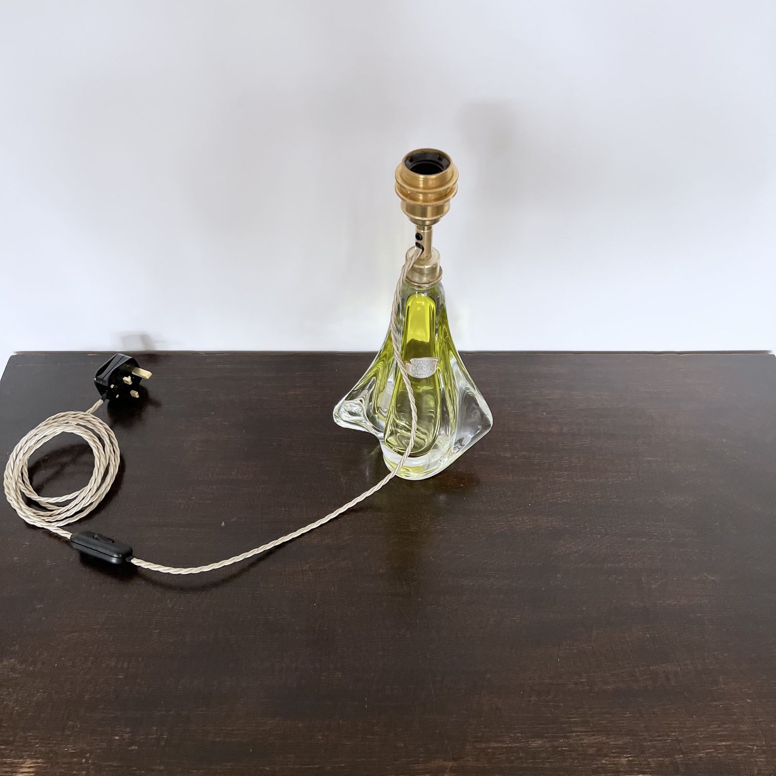 Val St. Lambert Belgian Yellow Crystal Table Lamp photo vinterior