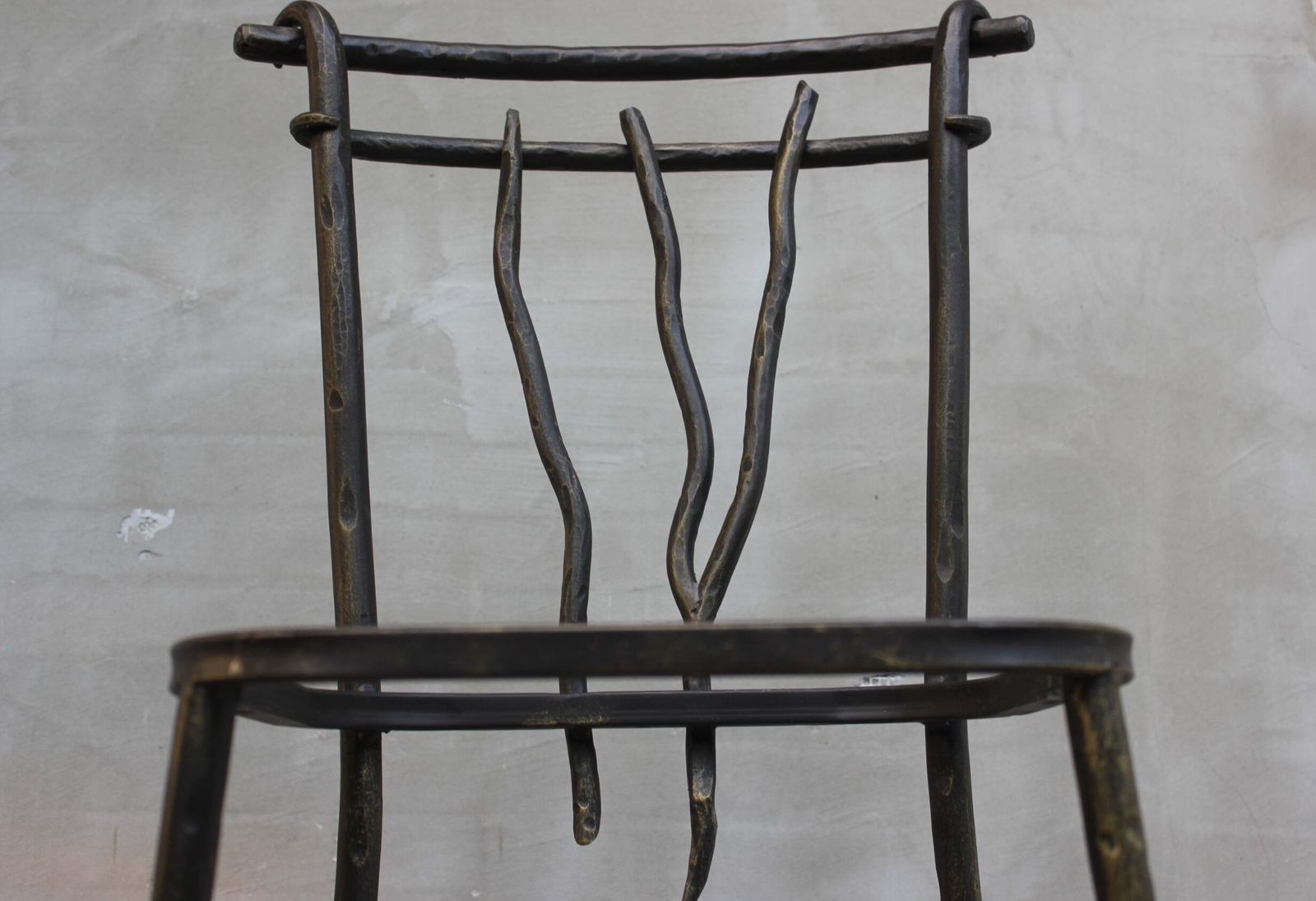 Dining Room Or Bar Stool Wrought Iron High Chair Unique Design Furniture Solid Metal photo for sale