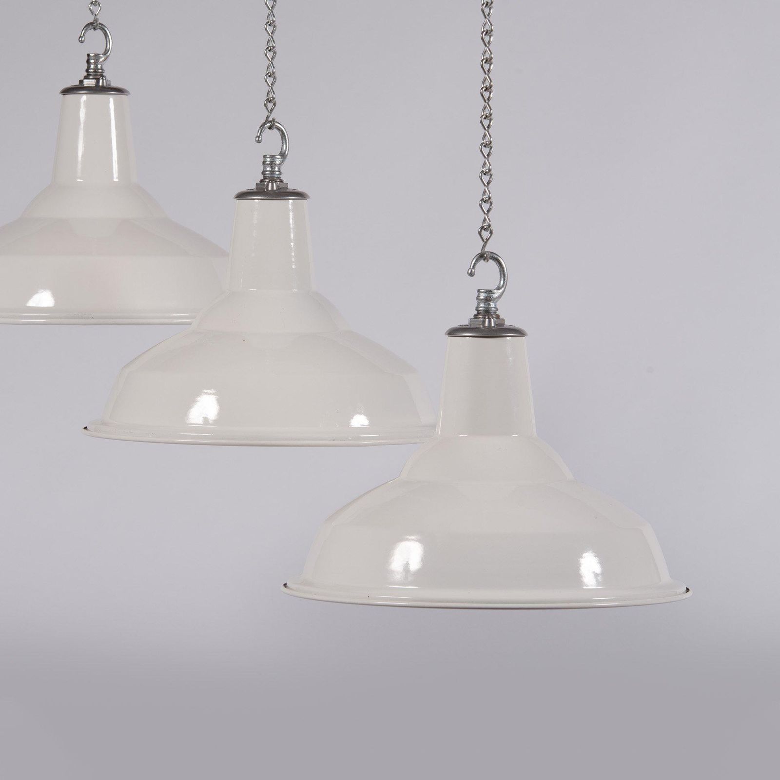 Reclaimed White Enamel Industrial Pendants By Benjamin Electric photo 195.0