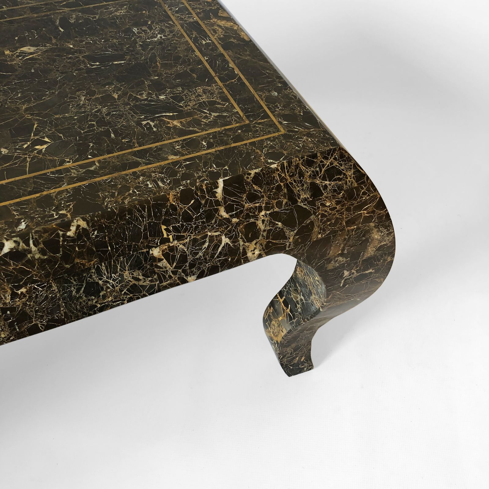 2650.0 Maitland Smith Tessellated Marble Coffee Table 1980s Vintage USA Rare Emperador 1970s photo