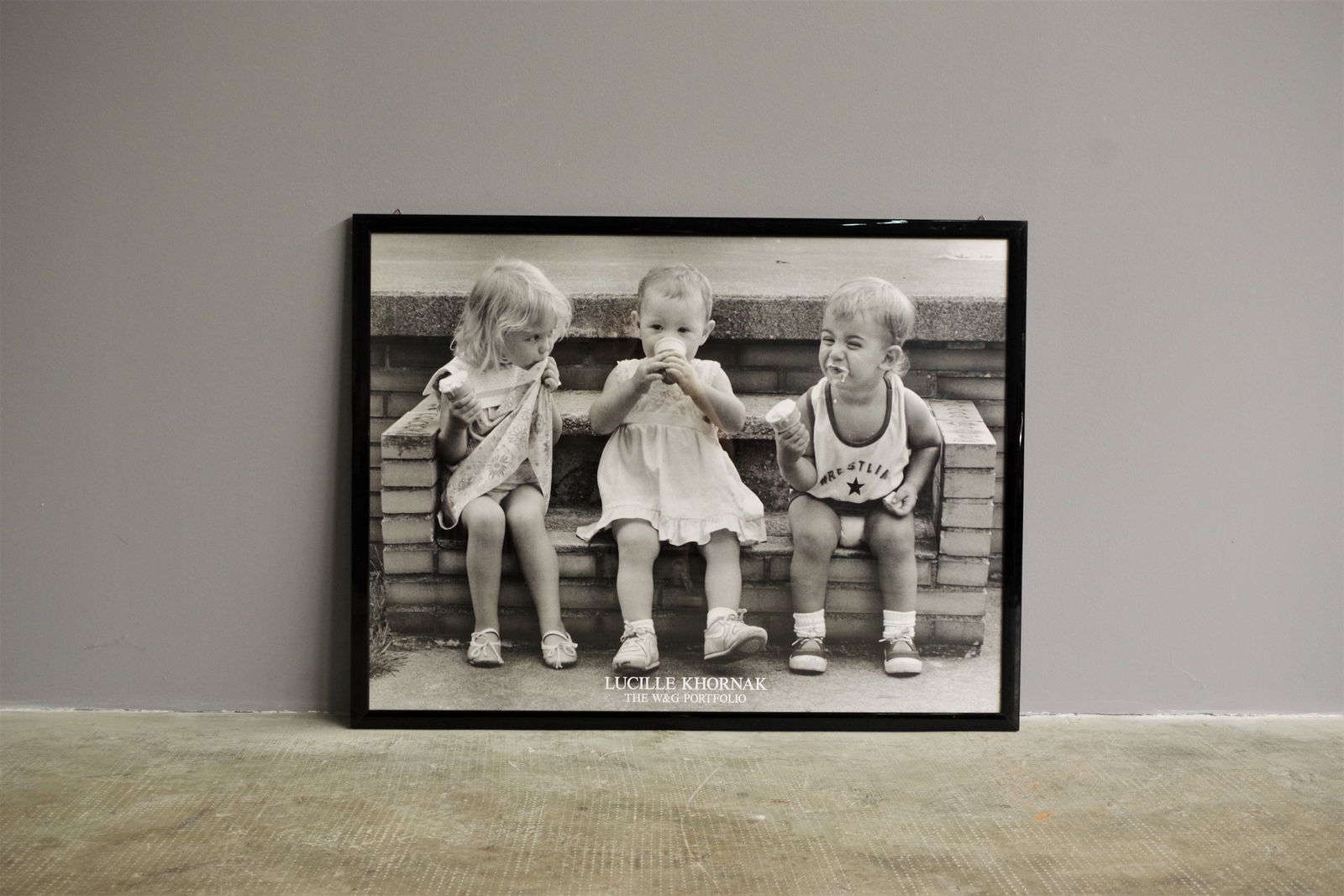 Black And White Print, 3 Children With Ice Cream photo Art