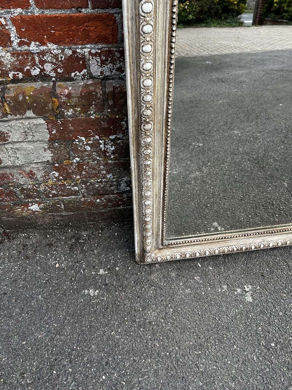 A Superb Large Antique French 19th C Arched Top Painted Mirror photo for sale