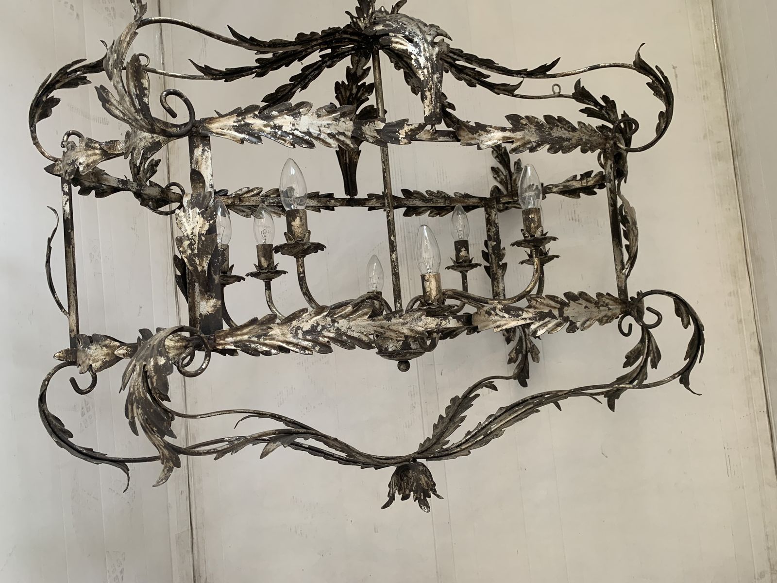 10912.0 Chandelier In Silver + Argilla Metal Big And Impressive  Wrought Iron Florentine Art Made In Italy photo
