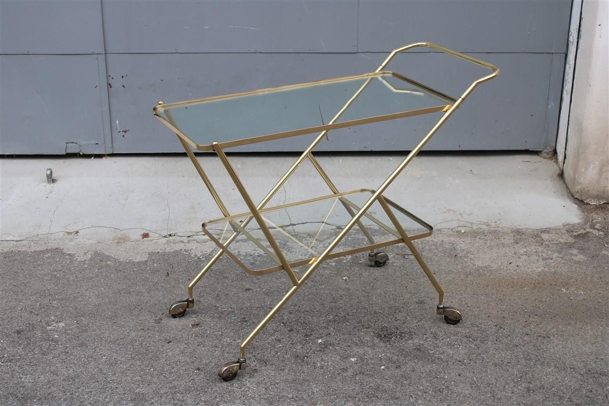 Stylized Solid Brass Bar Trolley Mid Century Italian Design 1950 Cesare Lacca photo 1584.0