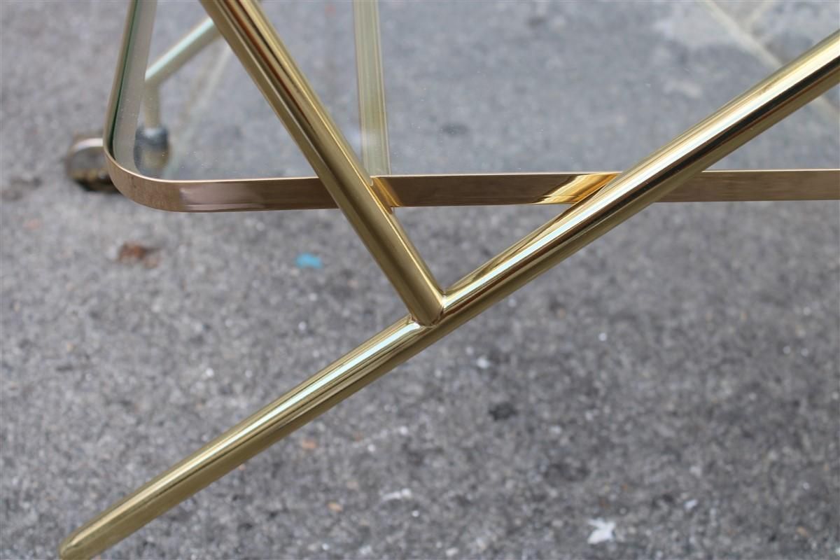 Furniture Stylized Solid Brass Bar Trolley Mid Century Italian Design 1950 Cesare Lacca photo