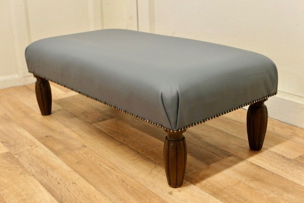 French Leather Upholstered Long Foot Stool photo Furniture