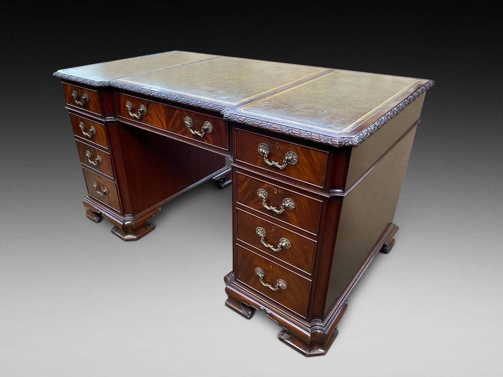 Mahogany Pedestal Desk C.1920, 1920s