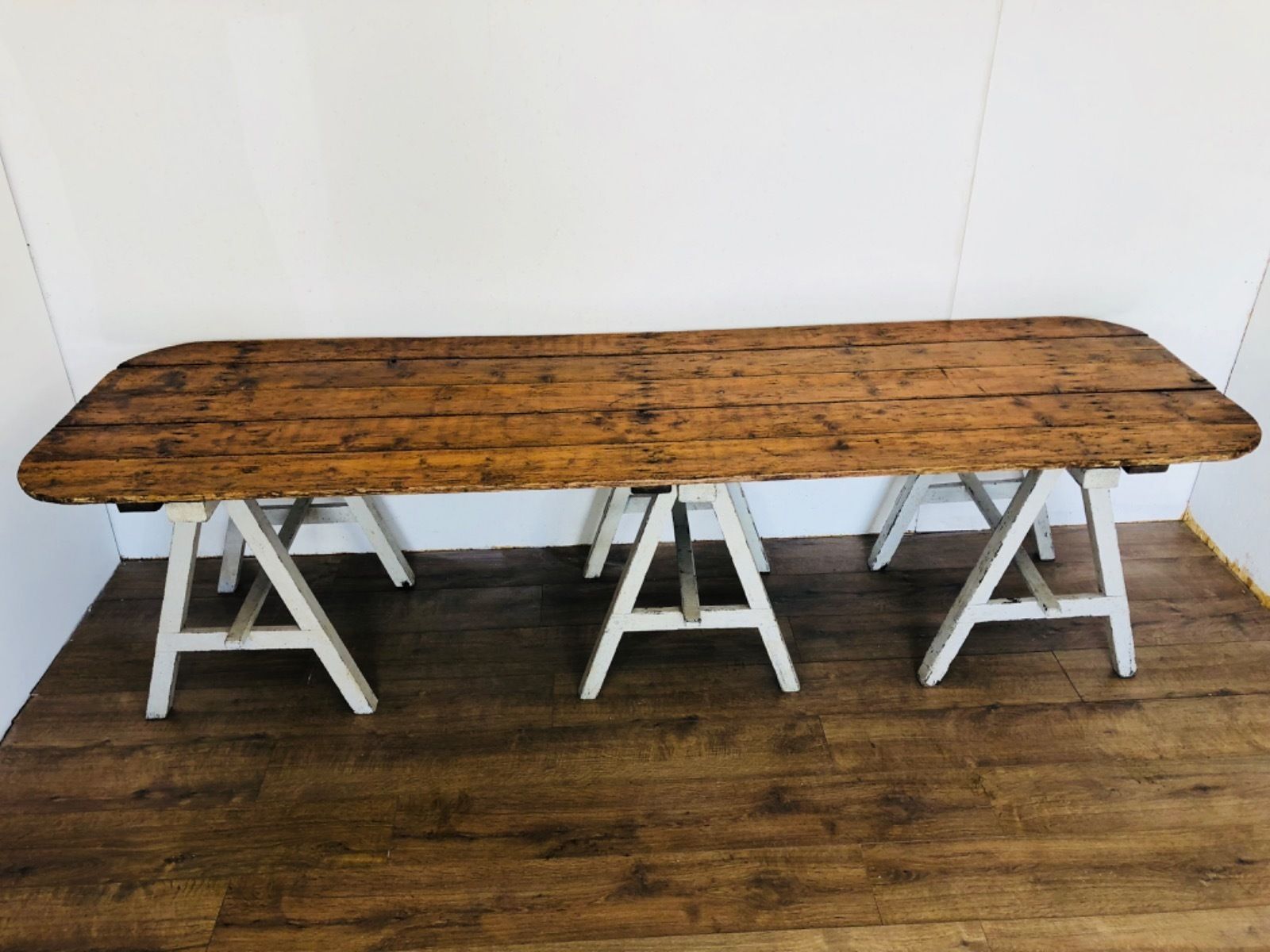 19th Century Pine Trestle Table photo for sale