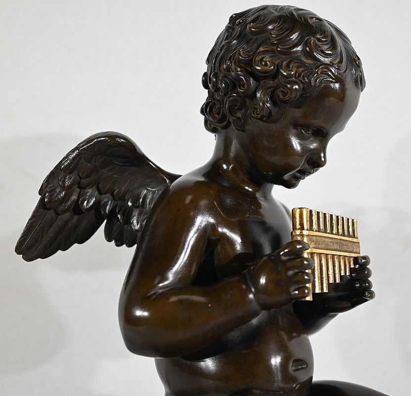 Bronze “Angelot à La Flute” – Late 19th Century photo vintage