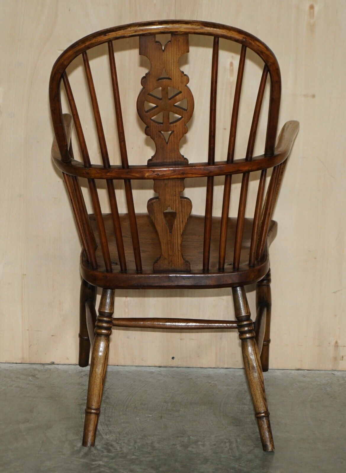 1350.0 Rich Colour Antique 19th Century Elm Wheel Back West Country Windsor Armchair photo