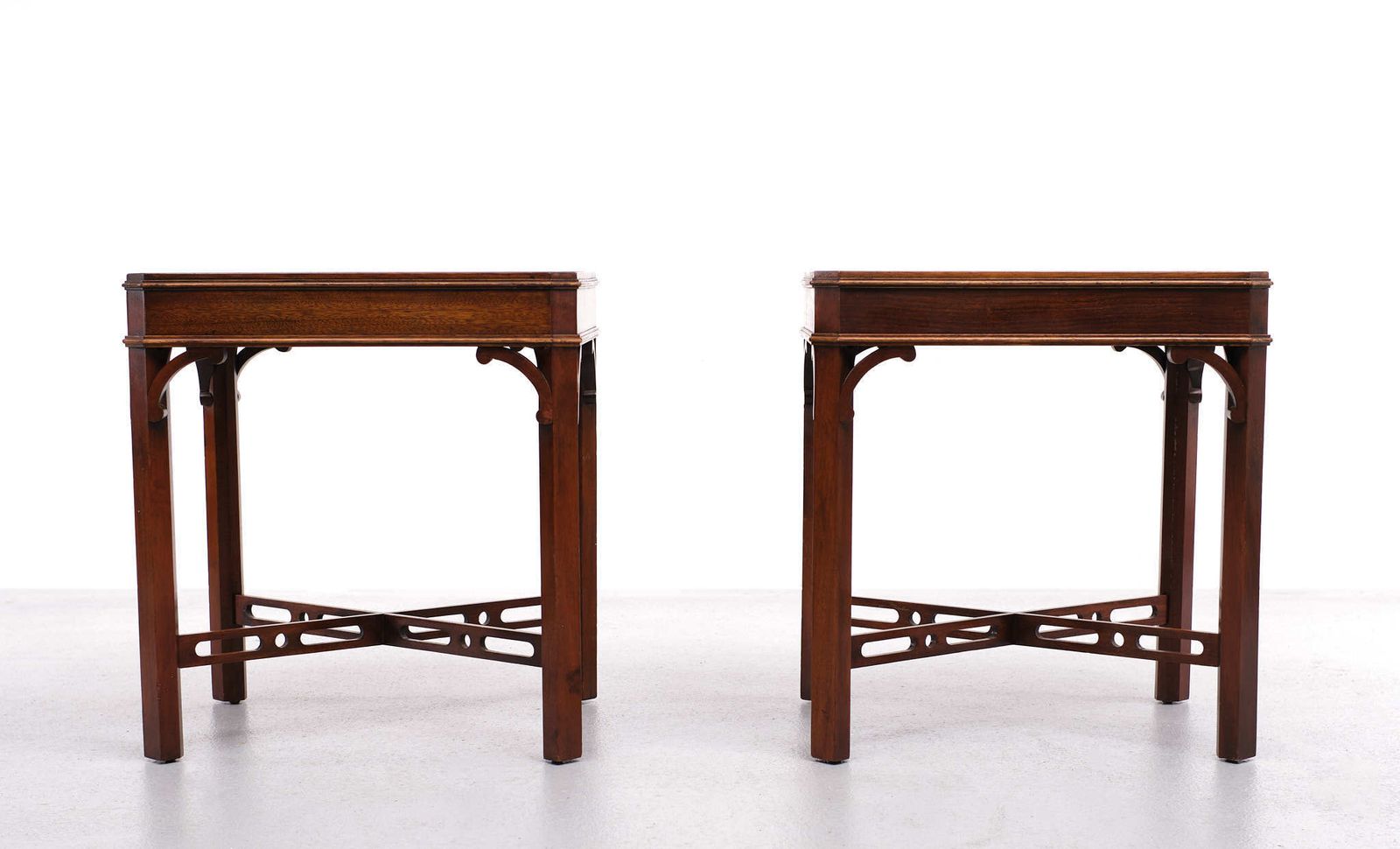 photo furniture Bevan Funnell Mahogany Side Tables Georgian Revival England, 1960s