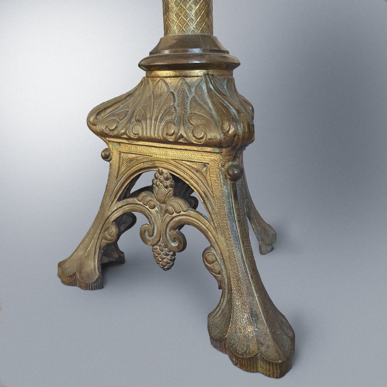 Early 19th Century Ecclesiastical Gilt Bronze Candlestick Lamp photo Home Decor