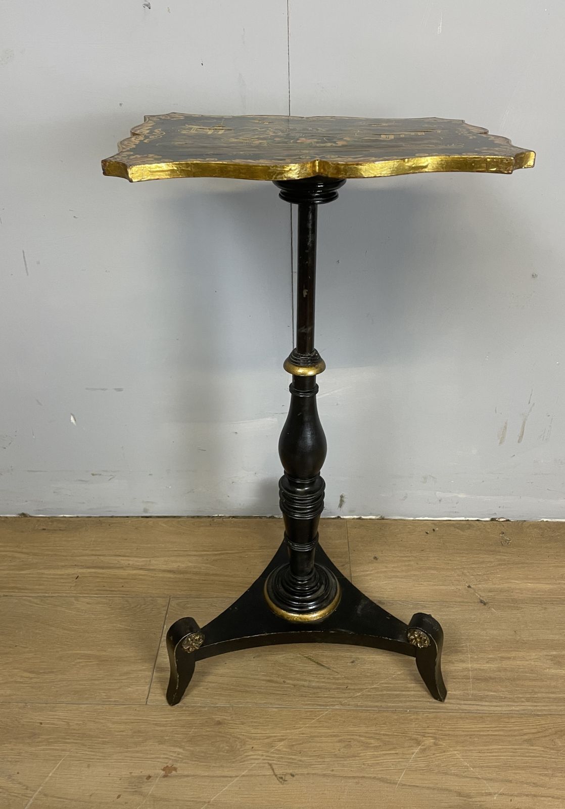 C19th Chinoiserie Wine Table With Ebonised Tripartite Base photo vintage