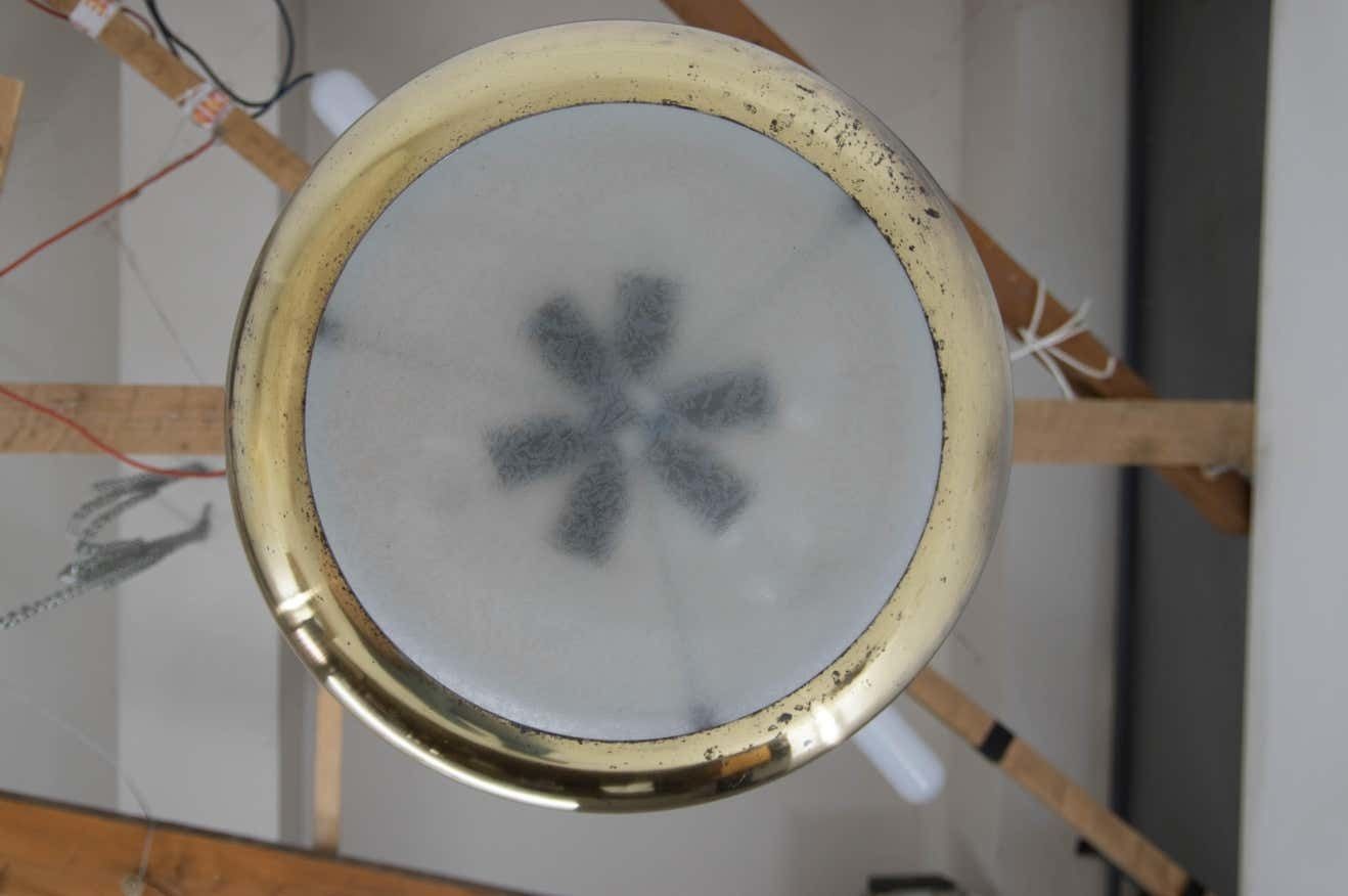 Buhaus / Functionalist Brass Chandelier Ufo, 1930s, Restored photo 768.0