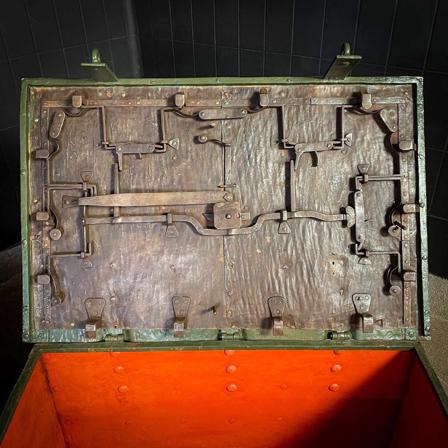 Antique 18th Century Strongbox / Armada Chest – Green – Extra Large photo for sale