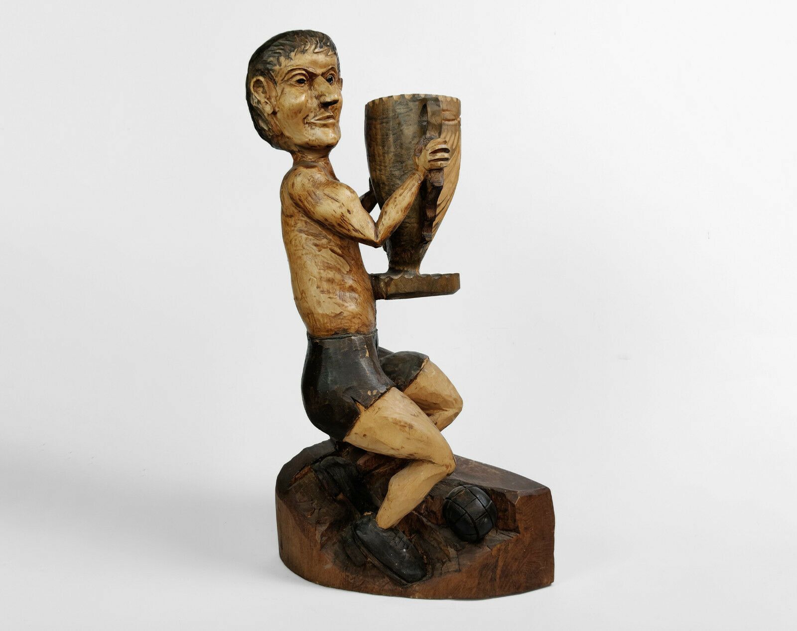 Huge Wooden Folk Art Circus Sculpture   Frank Lentini, 3 Legged Football Player photo 320.0
