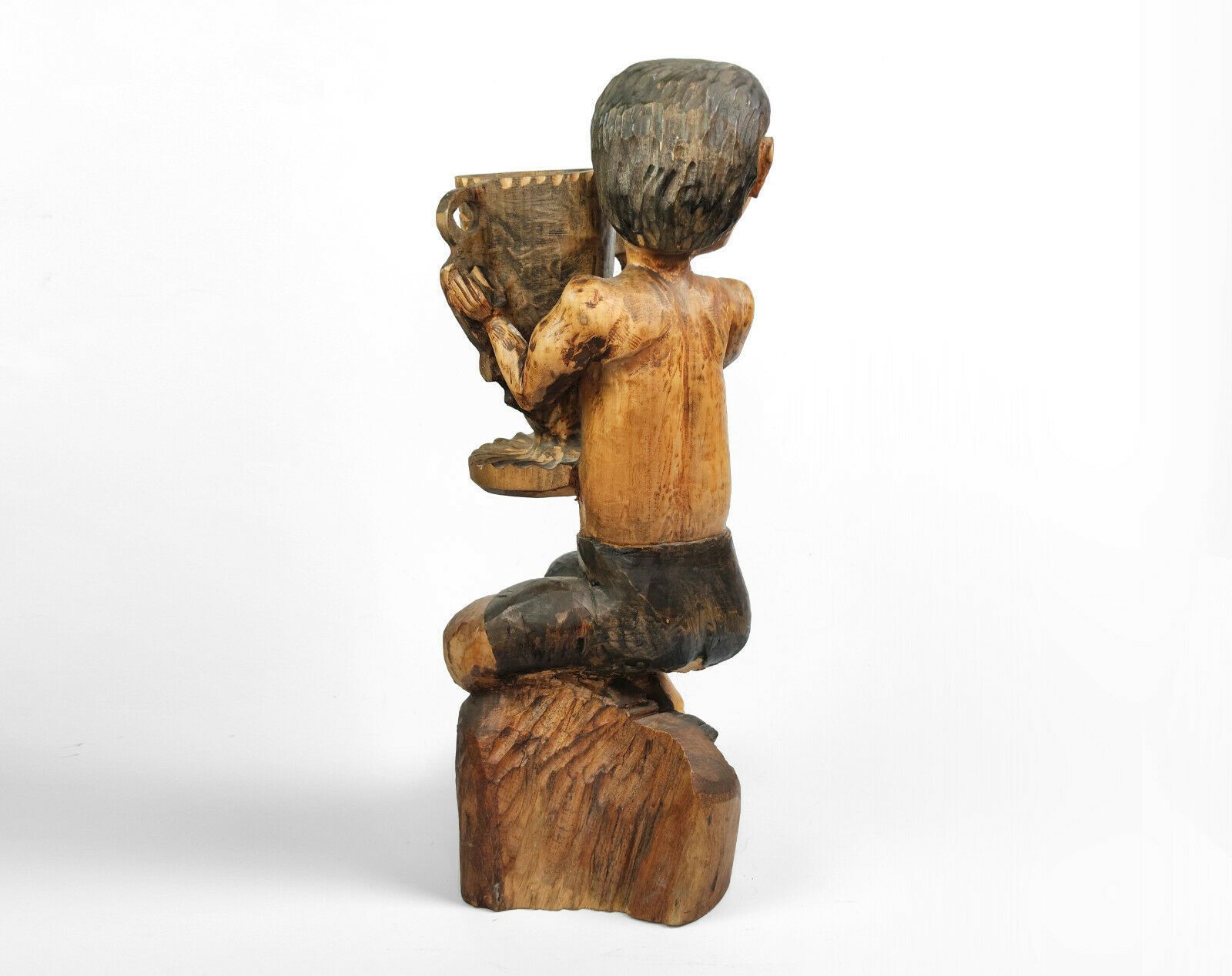 Huge Wooden Folk Art Circus Sculpture   Frank Lentini, 3 Legged Football Player photo vinterior