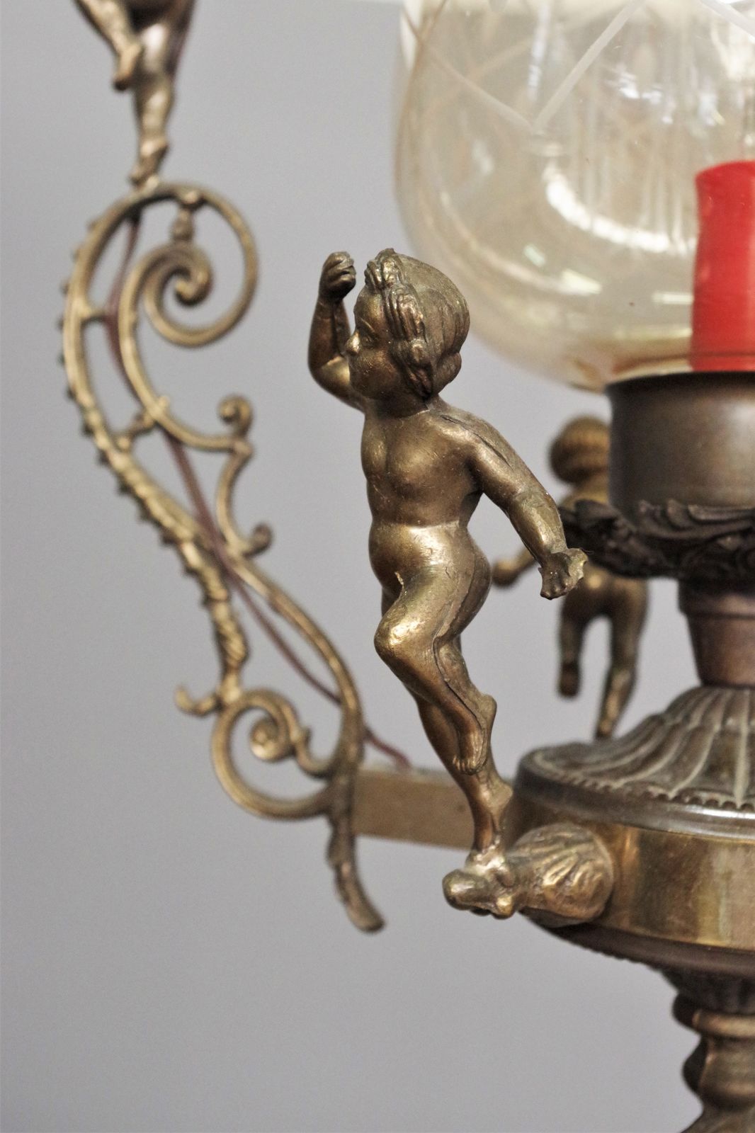 Bronze Pendant Lamp With Angels, 1960s photo 465.0