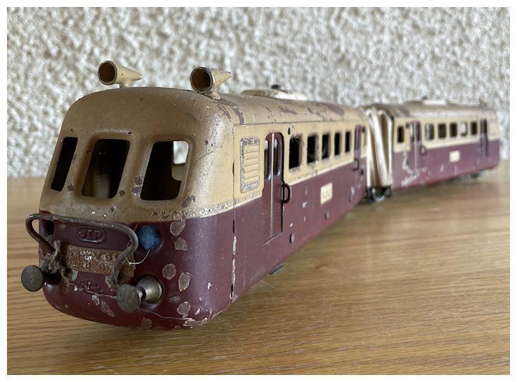 Vintage French Metal Toy Train photo furniture