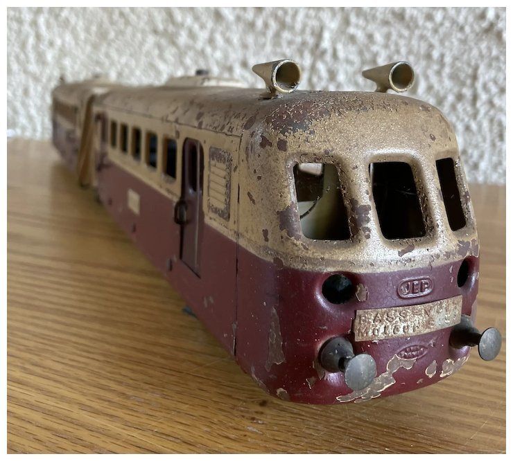 Vintage French Metal Toy Train photo for sale
