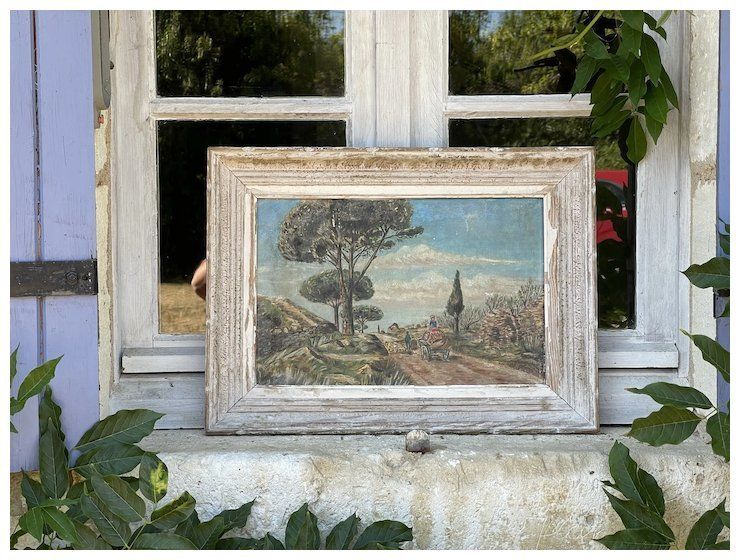 Vintage French Oil On Canvas, 1950s photo Art
