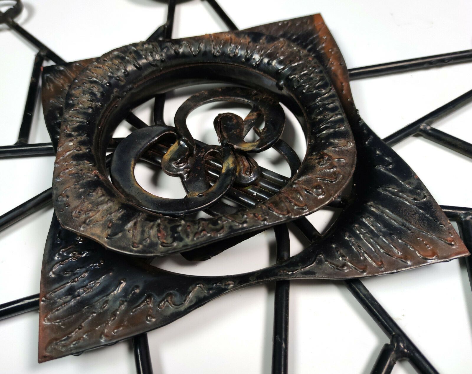 Xl Vintage Danish Abstract Starburst Metal Wall Sculpture   Signed   Horst Mcm photo for sale