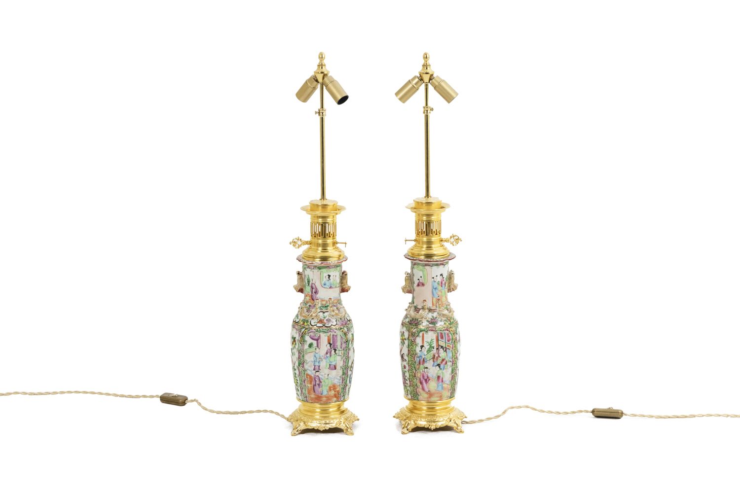 Pair Of Lamps In Porcelain Of Canton And Bronze, Circa 1880 photo furniture