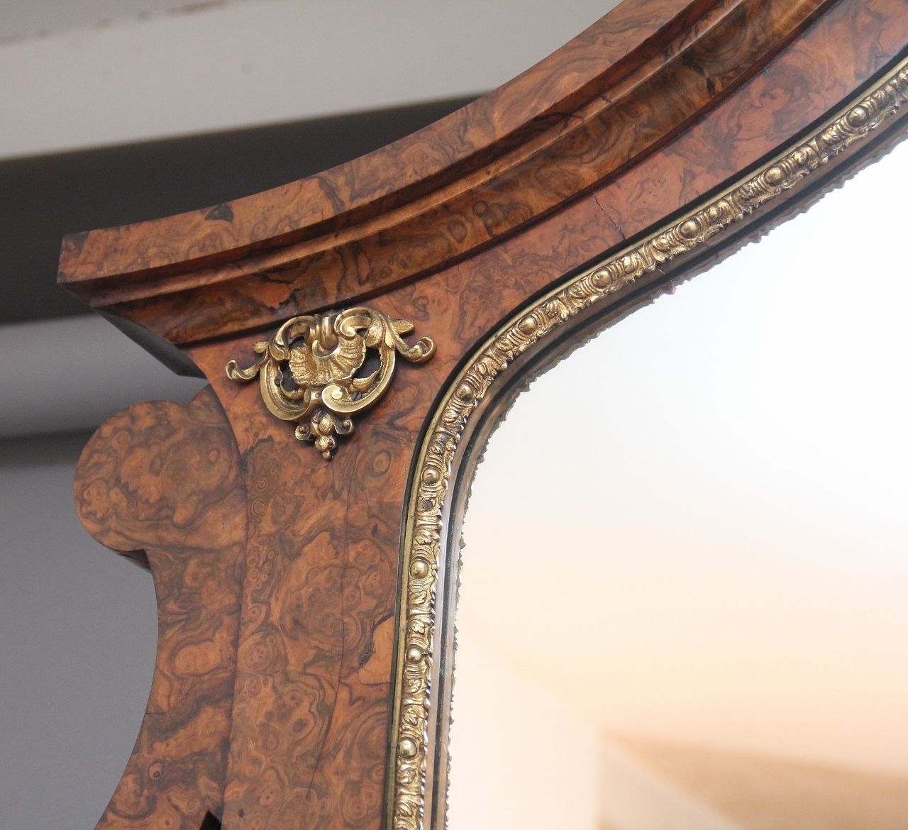 photo for sale Exhibition Quality Antique 19th Century Burr Walnut Mirror Back Credenza