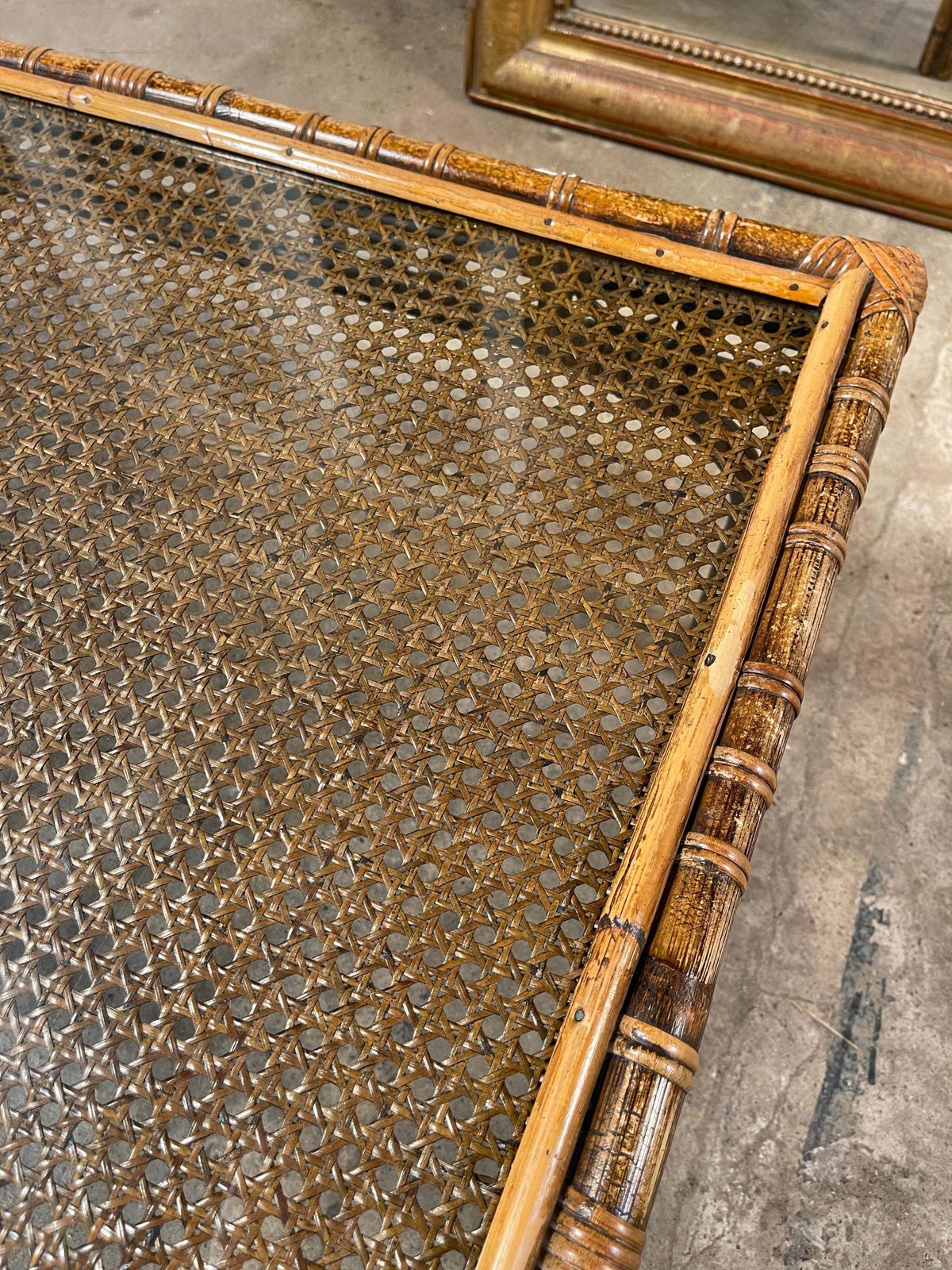 Mid Century Modern Italian Vivai Del Sud Hollywood Regency Bamboo Cane Glass Coffee Table photo 1500.0