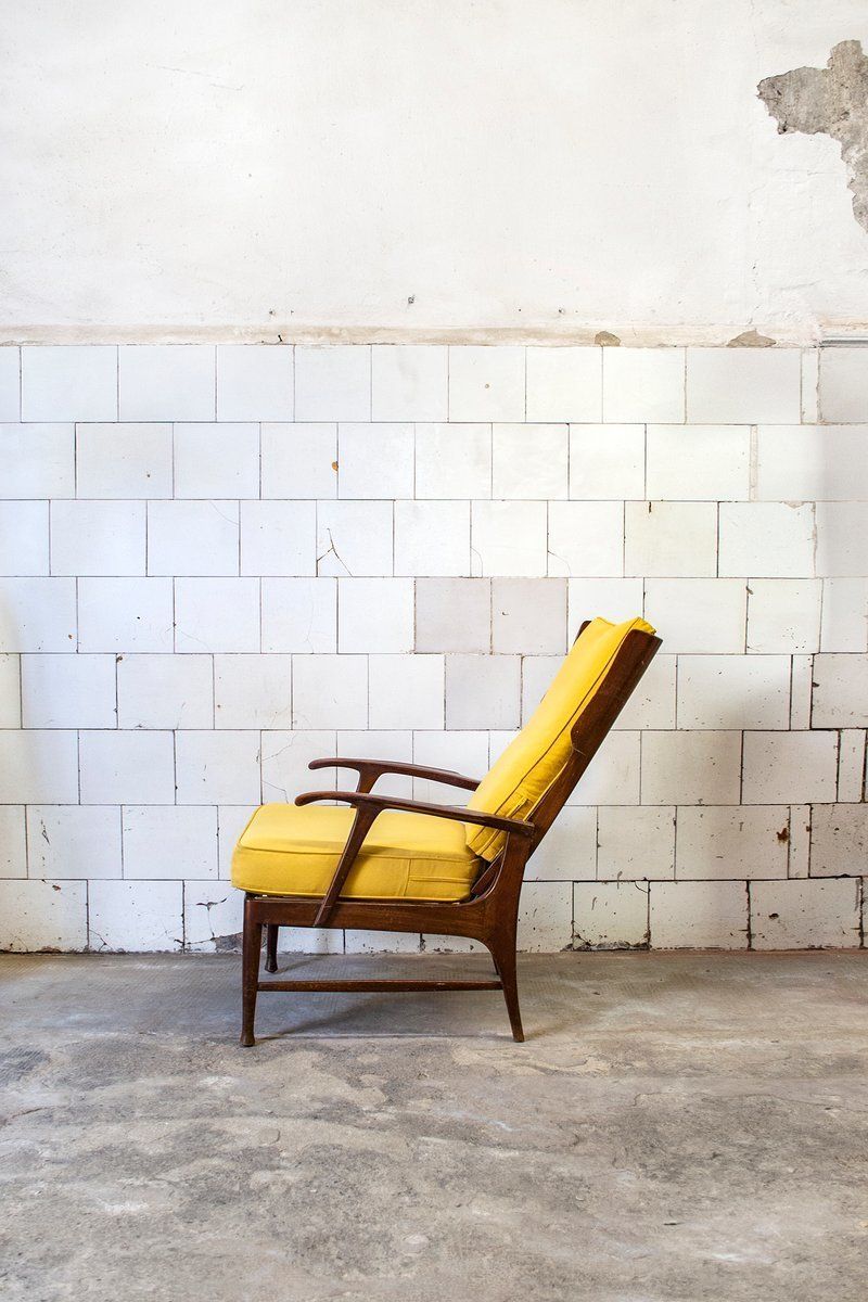 Reclining Wooden Chair, Italy, 1950s photo for sale