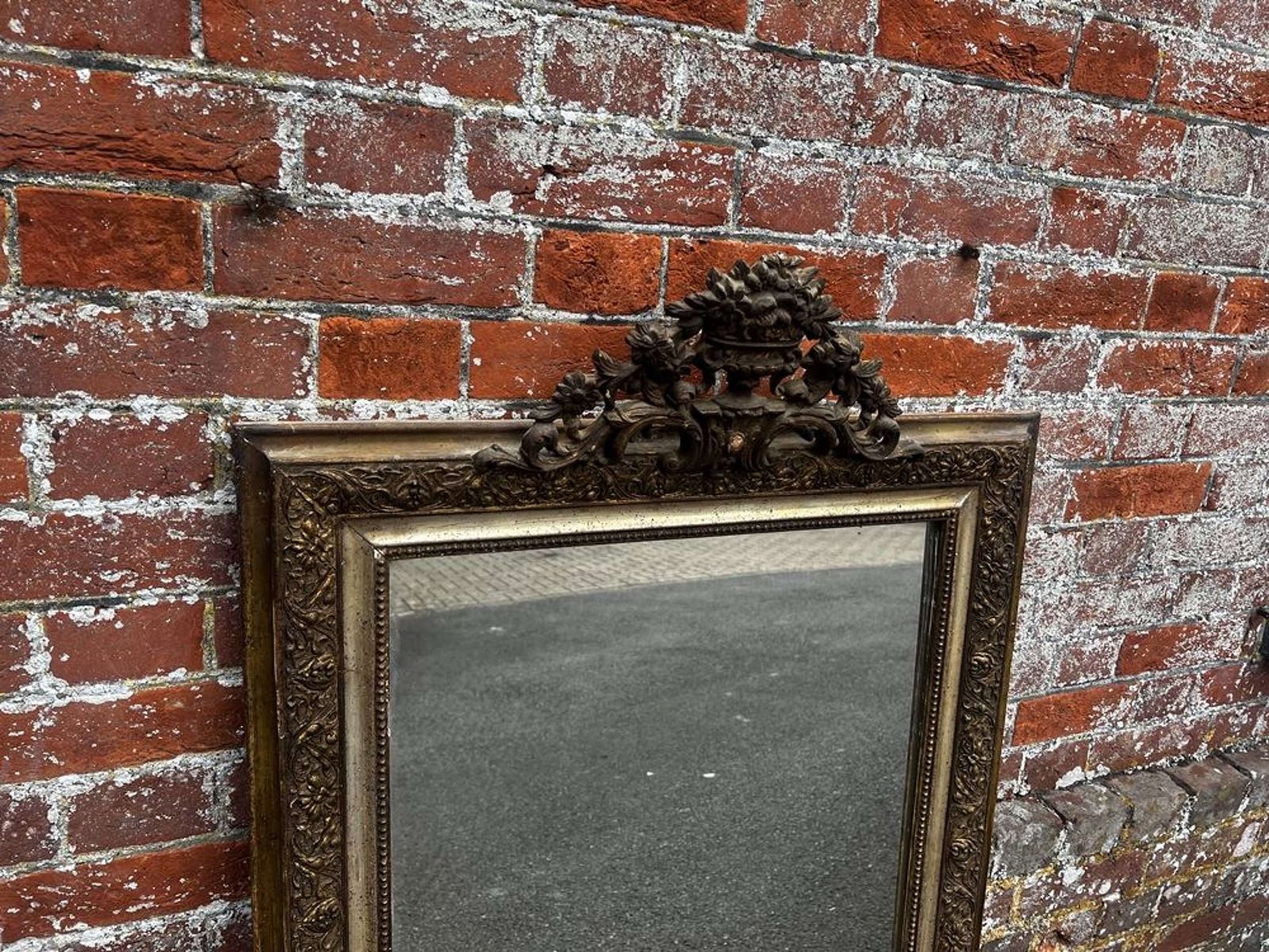 A Stunning Good Size Antique French 19th C Original Silver/Gilt Mirror photo Home Decor