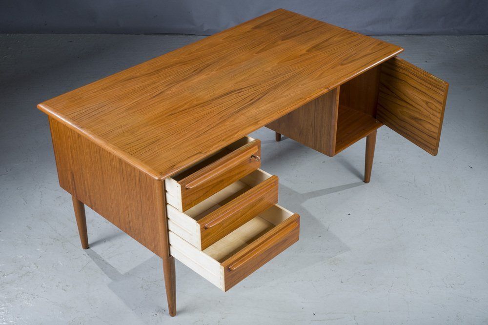 photo furniture Mid Century Danish Modern Teak Desk By Svend Madsen For Falster, 1970s