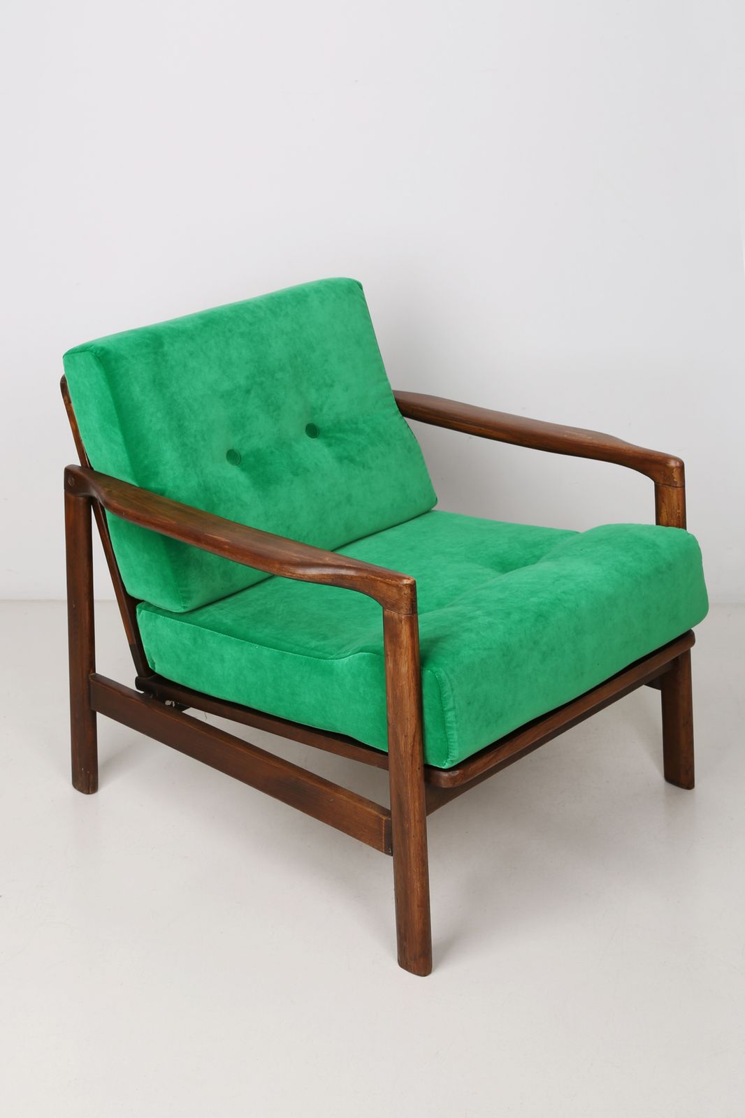Green Velvet Armchair Designed By Zenon Baczyk, Poland, 1960s
