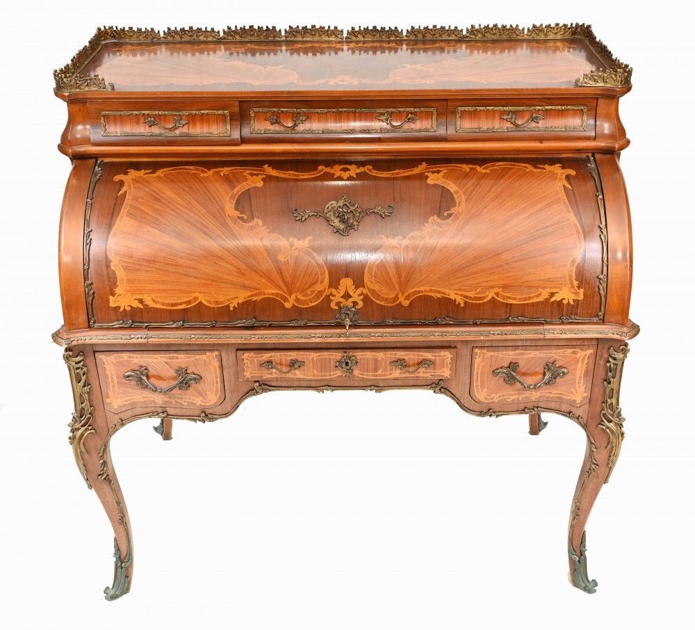 French Roll Top Desk Louis XVI Inlay Bureau photo furniture