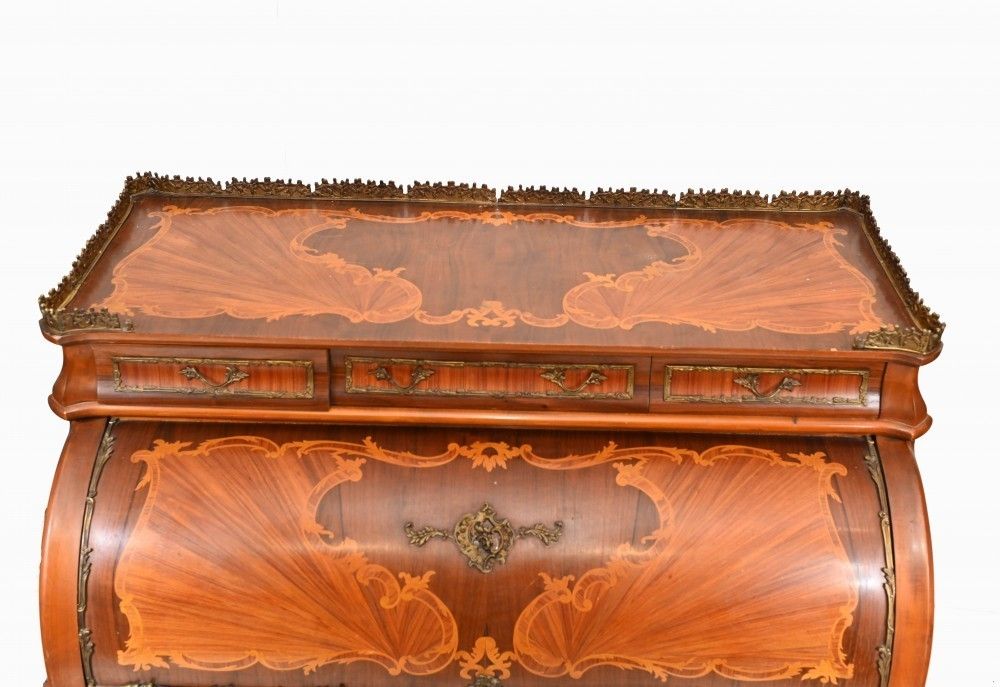 French Roll Top Desk Louis XVI Inlay Bureau photo for sale