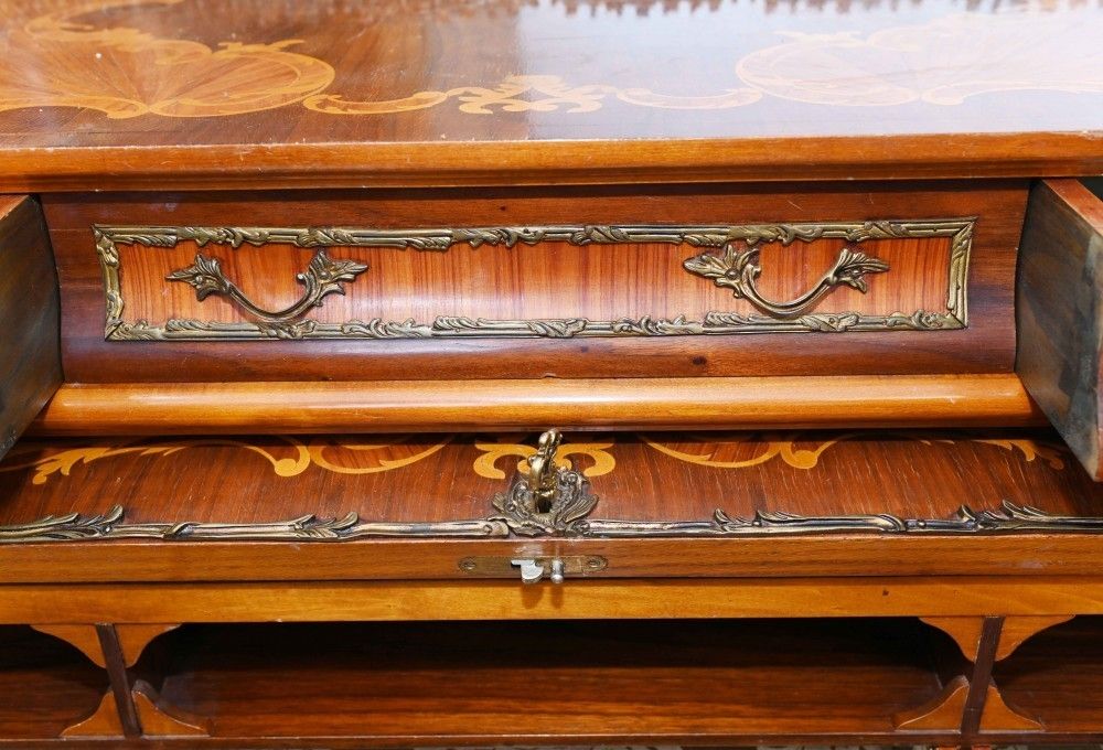 photo furniture French Roll Top Desk Louis XVI Inlay Bureau