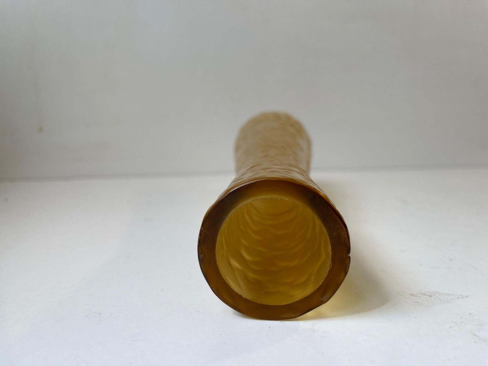 Honey Yellow Glass Vase By Geoffrey Baxter For Whitefriars, 1970s photo vintage