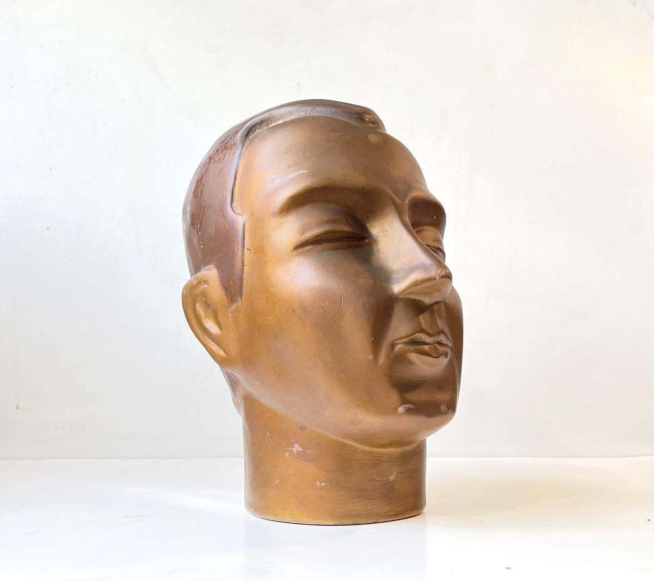 French Male Mannequin Head, Hat Stand, 1930s photo vinterior