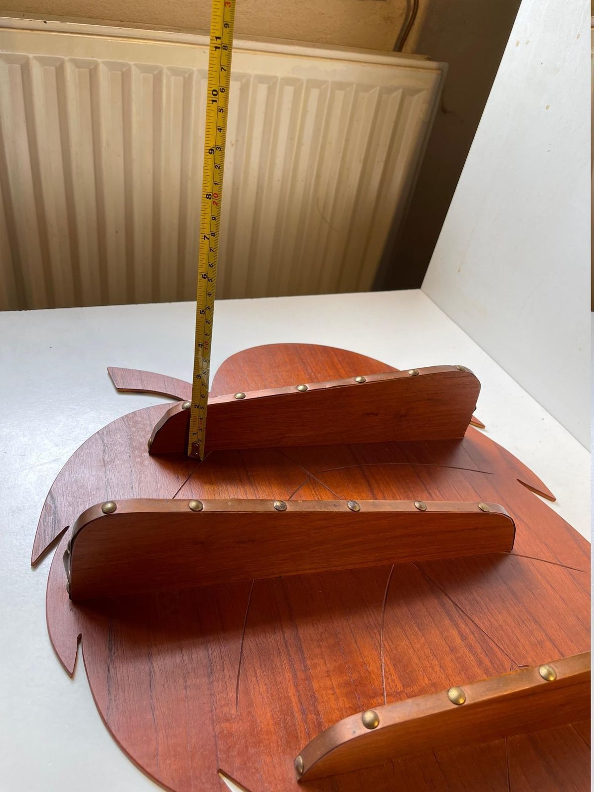Danish Mid Century Leaf Spice Rack In Teak And Copper, 1960s photo vinterior