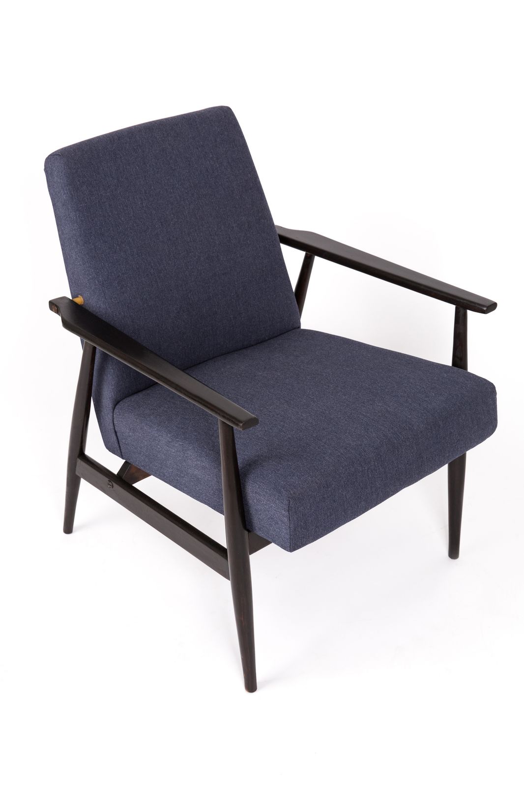 20th Century Navy Blue Denim Armchair, H. Lis, Poland, 1960s photo Furniture