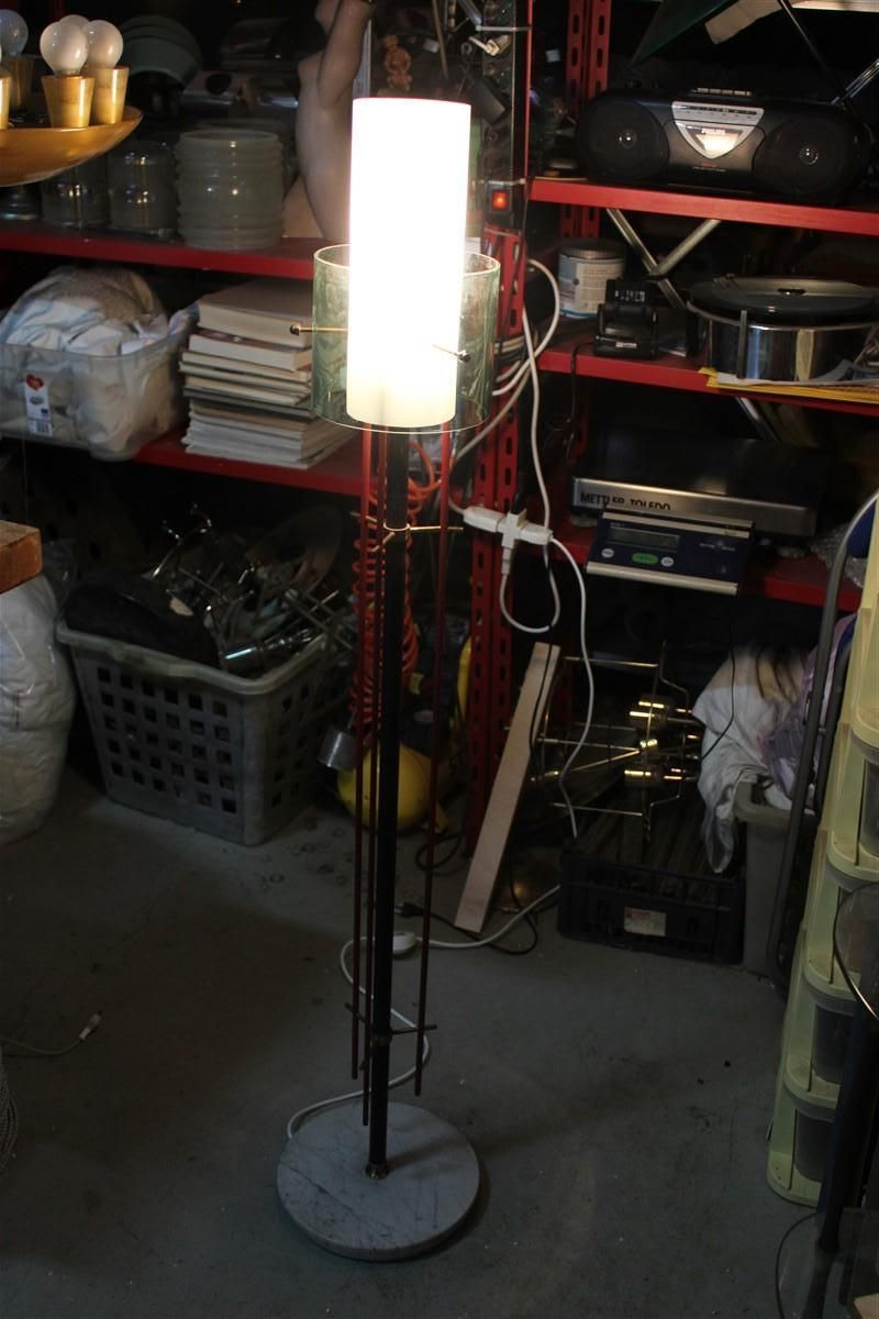 photo buy Mid Century Italian Floor Lamp Brass Glass And Plexiglass Red Parts 1950s Stilux